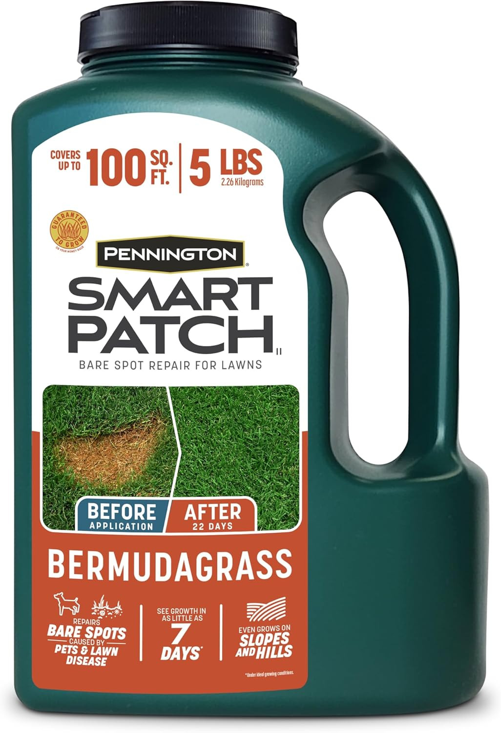 Smart Patch Bermudagrass 5Lb 100 Sq. Ft. Grass Seed Bare Spot Repair with Mulch