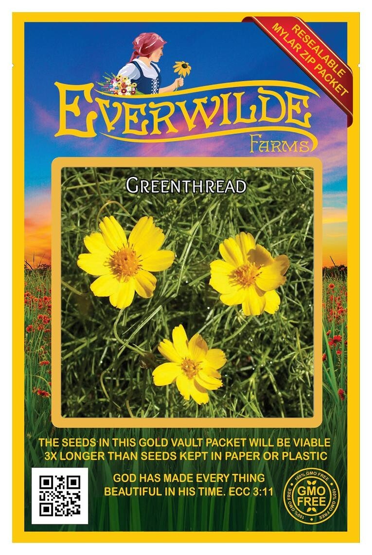 500 Greenthread Wildflower Seeds – Everwilde Farms Mylar Seed Packet