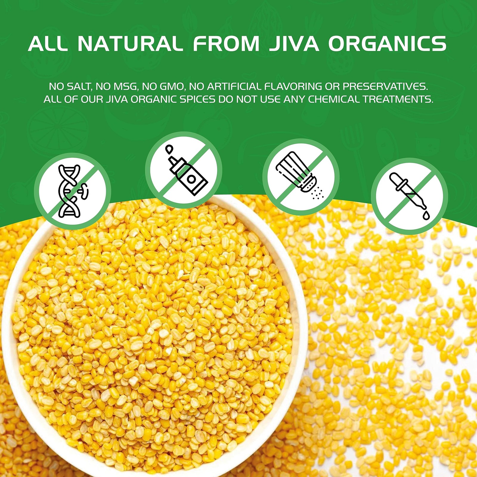 Jiva Organic Yellow Moong Dal 2 LB – Non-GMO, Gluten Free, Mung Beans