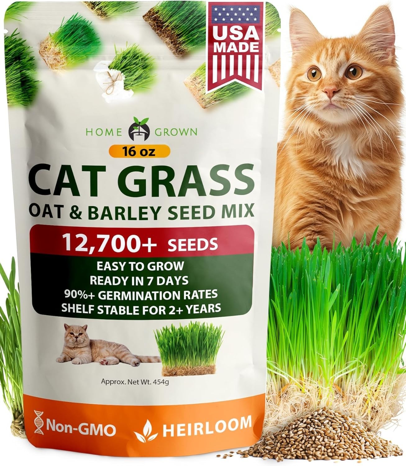 Pet-Friendly 1Lb Cat Grass Seeds: High Germination, Low Maintenance Garden Gift
