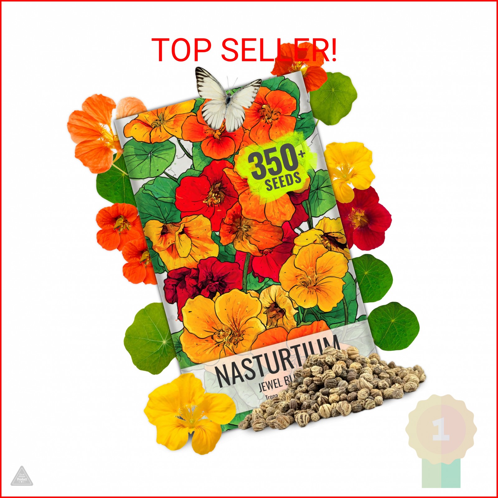 Seed Needs Nasturtium Seeds Jewel Mix Multicolored Edible Flowers | 1.5 Ounce 35