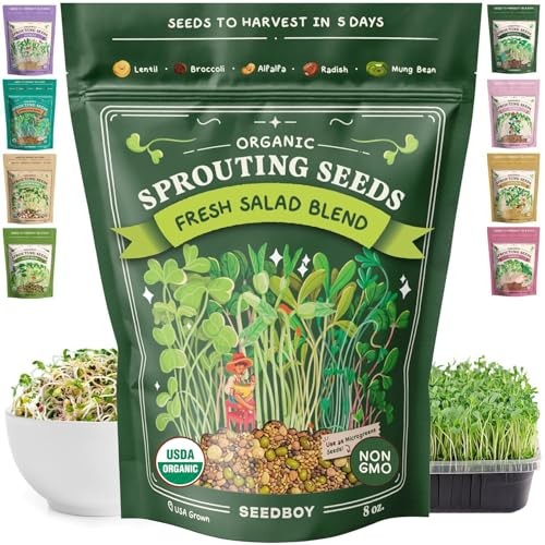 Seedboy Organic Sprouting Seeds Salad Blend 8oz – USA Grown Microgreens Mix