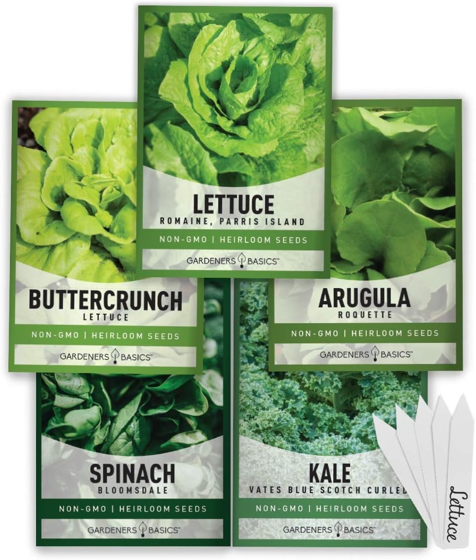 Drought Tolerant Heirloom Vegetable Seed Bundle – 5 Salad Greens Assortment