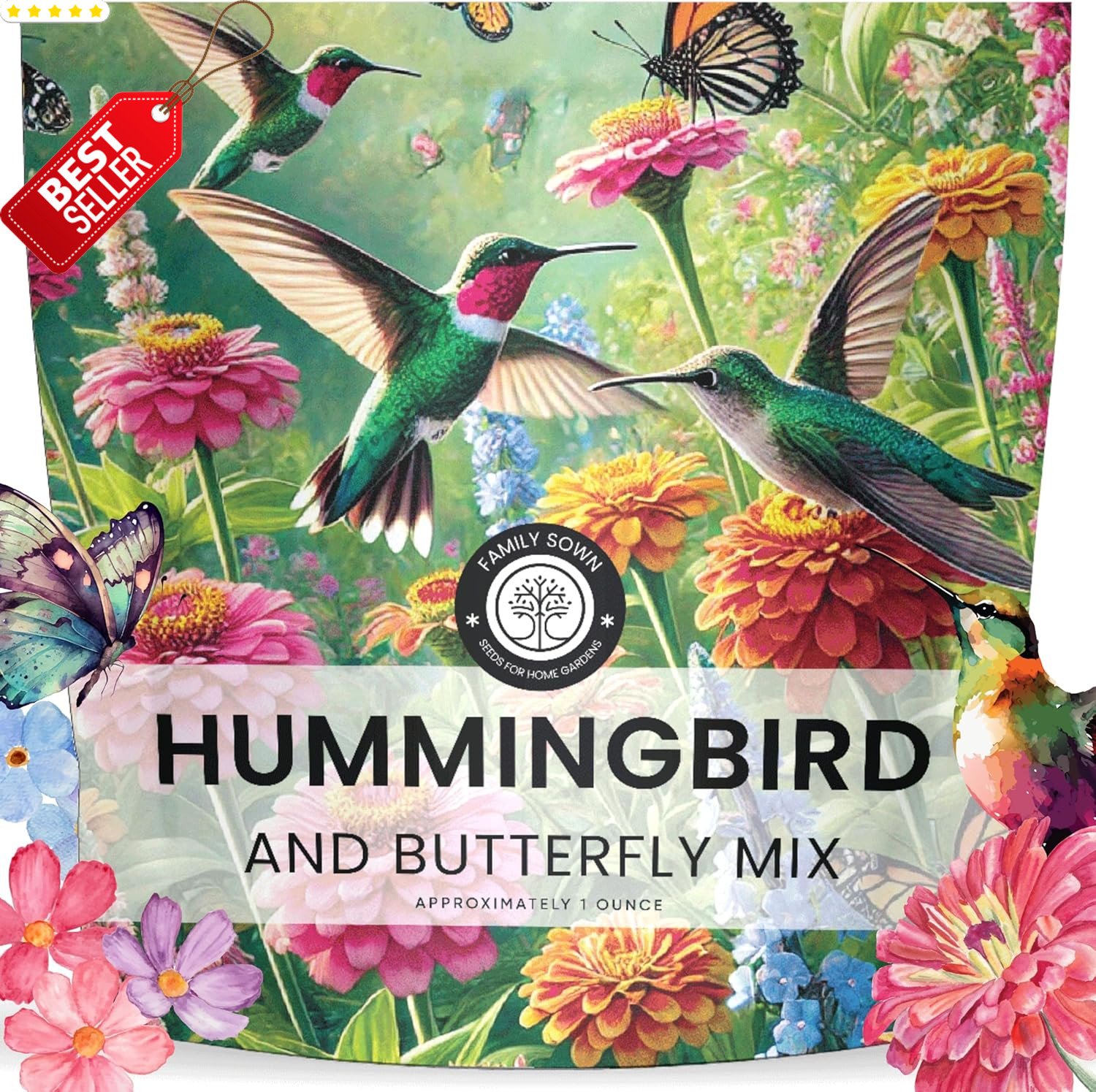 Hummingbird Butterfly Wildflower Mix Seeds 7500 Count 1oz Packet – US