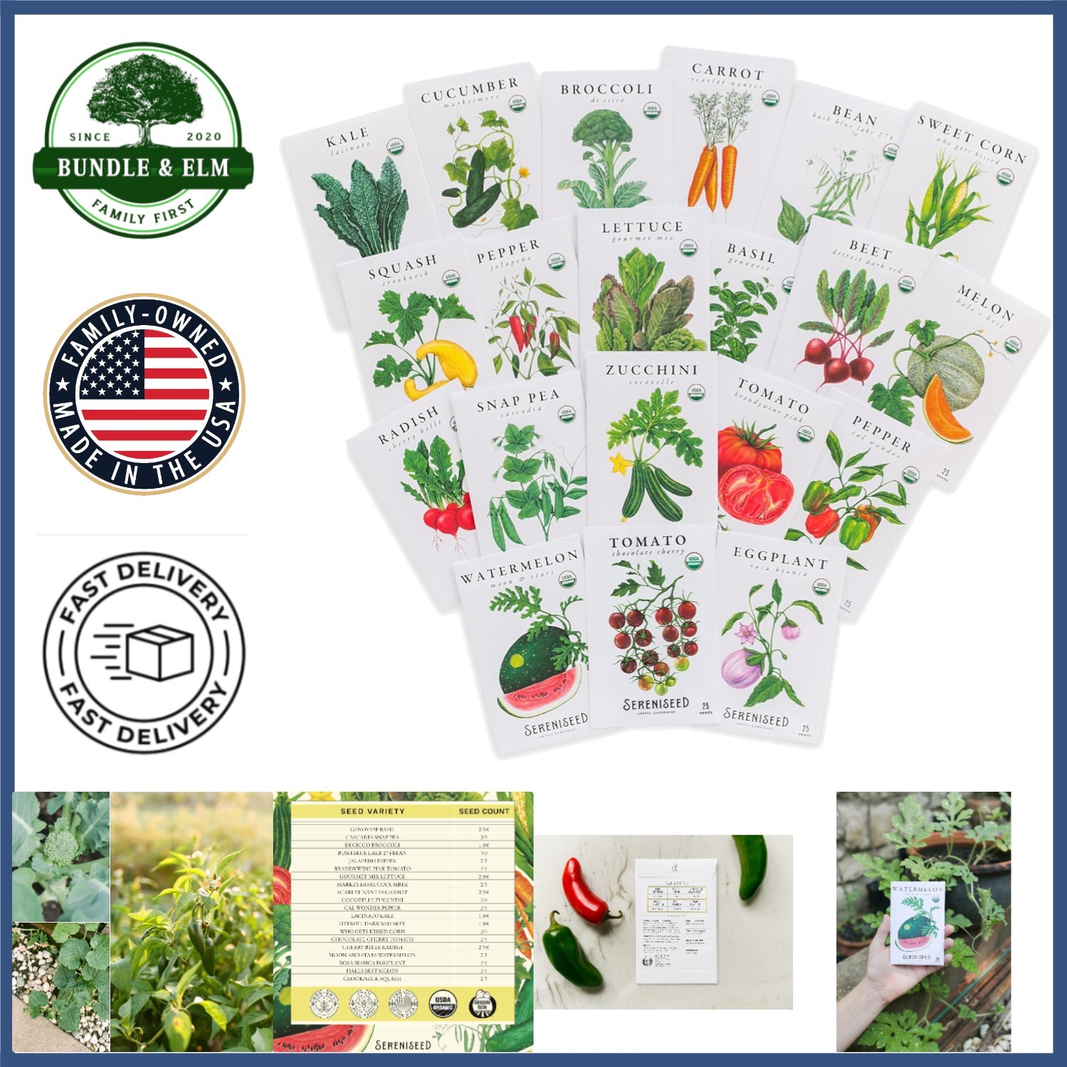 Non-GMO Vegetable Seeds for Planting – 20 Varieties for Indoor/Outdoor Use