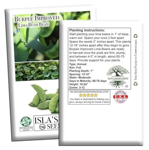 Burpee Improved Lima Bush Bean Seeds (Phaseolus lunatus) – 30+ Non-GMO &