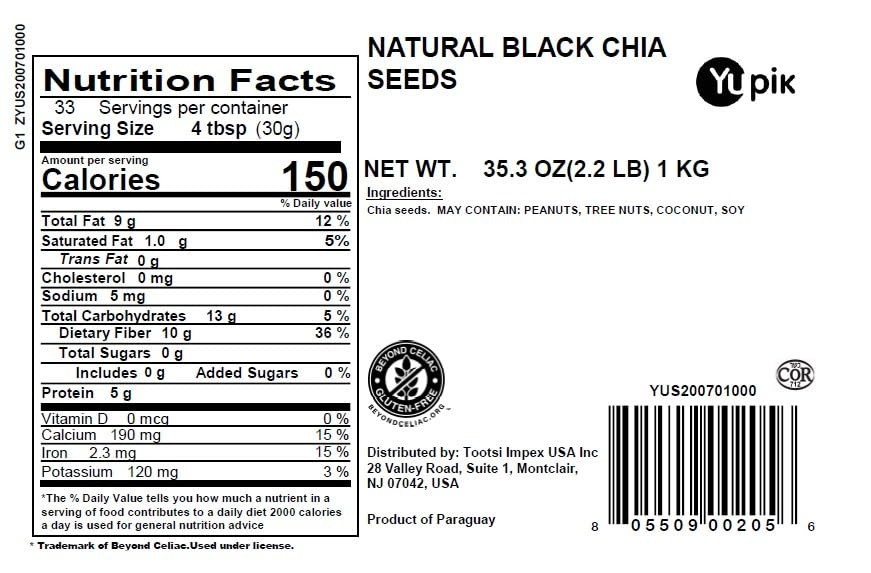 Natural Whole Black Chia Seeds 2.2 lb – Excellent Source of Omega-3 & Fiber