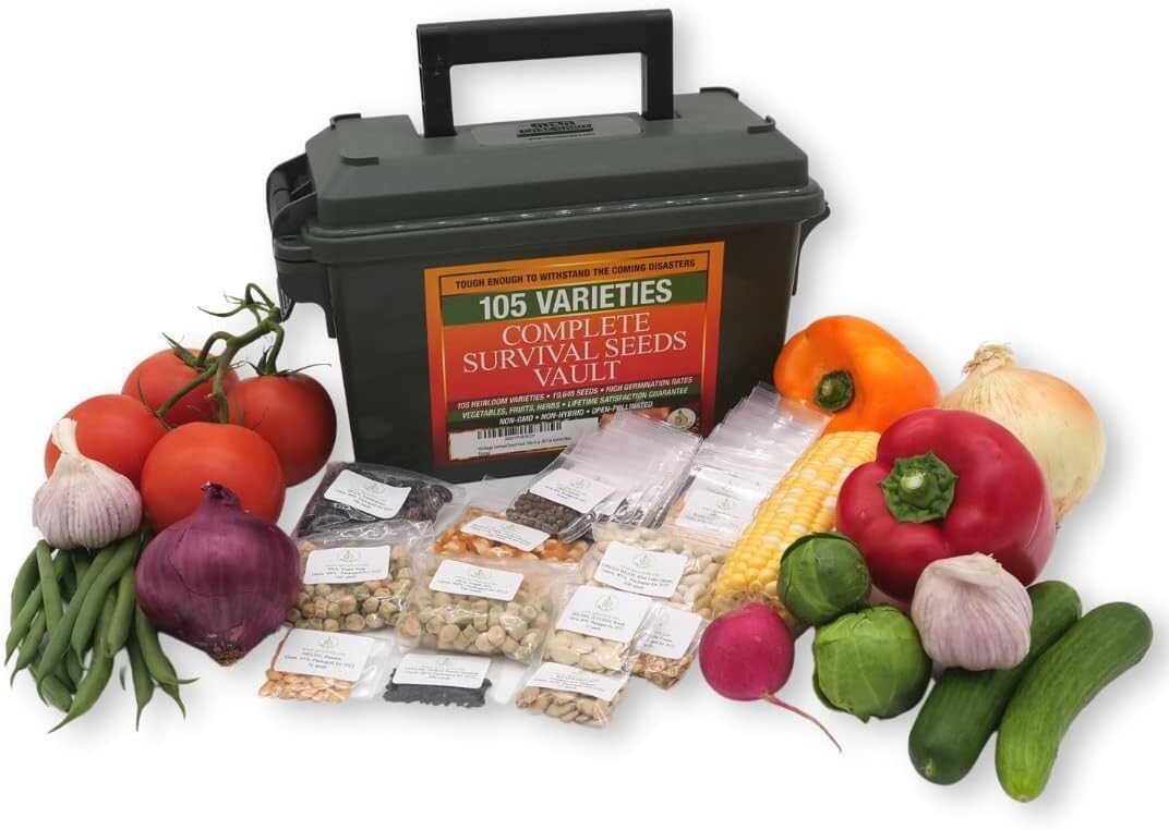 Sustainable Gardening Starter Kit – 105 Heirloom Seeds with 25 Year Shelf Life