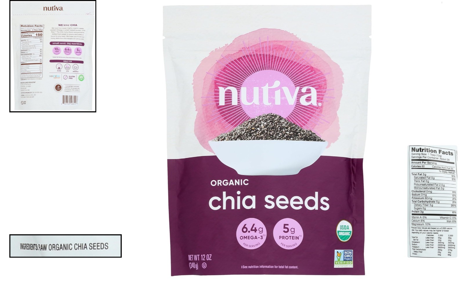Nutiva Organic Black Chia Seeds – 12 Oz Pack of Antioxidant-Rich Superfood