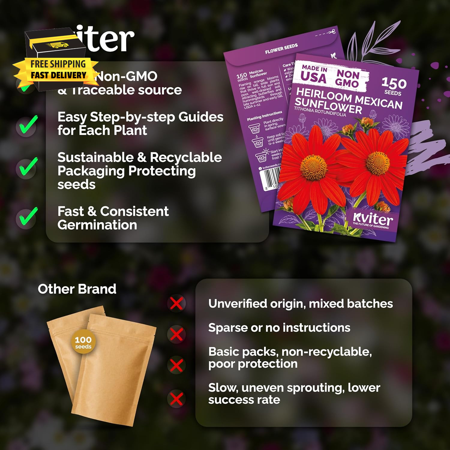150 Mexican Sunflower Seeds for Planting (Tithonia Rotundifolia) – Tithonia Seed
