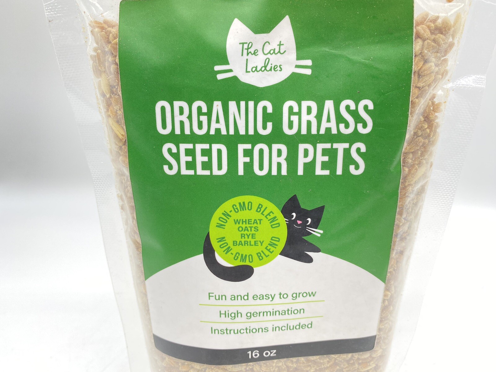 The Cat Ladies 100% Organic Cat 16oz Grass Seed Non GMO