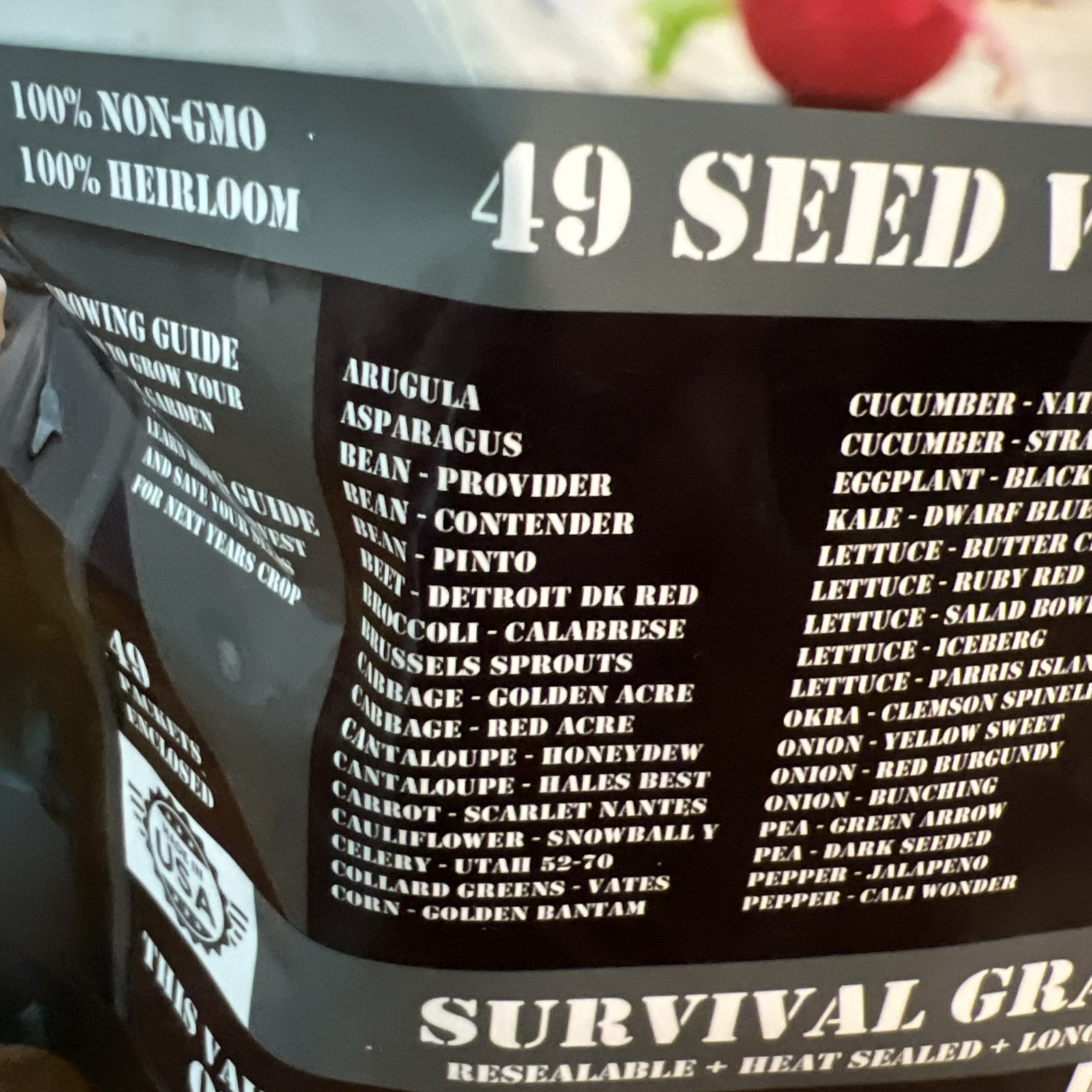 The Seed Armory Survival Vault 49 Seed Factory Sealed Packaging USA Made