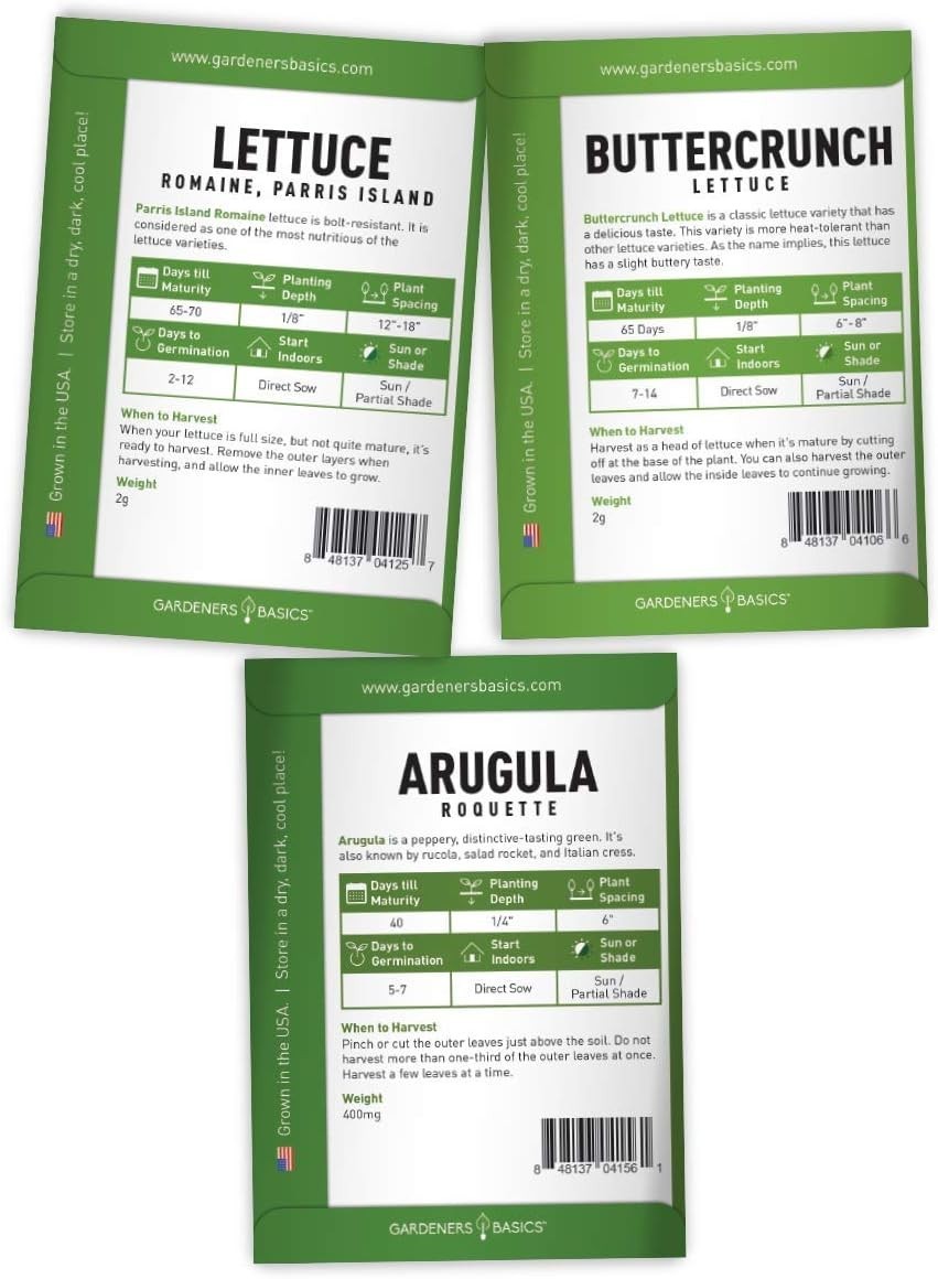 Drought Tolerant Heirloom Vegetable Seed Bundle – 5 Salad Greens Assortment