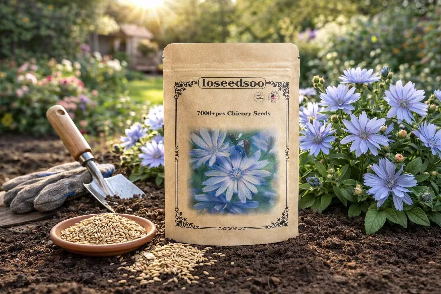 7000+ Chicory Seeds for Planting – Blue Wildflower Perennial Seeds, Hardy Cichor