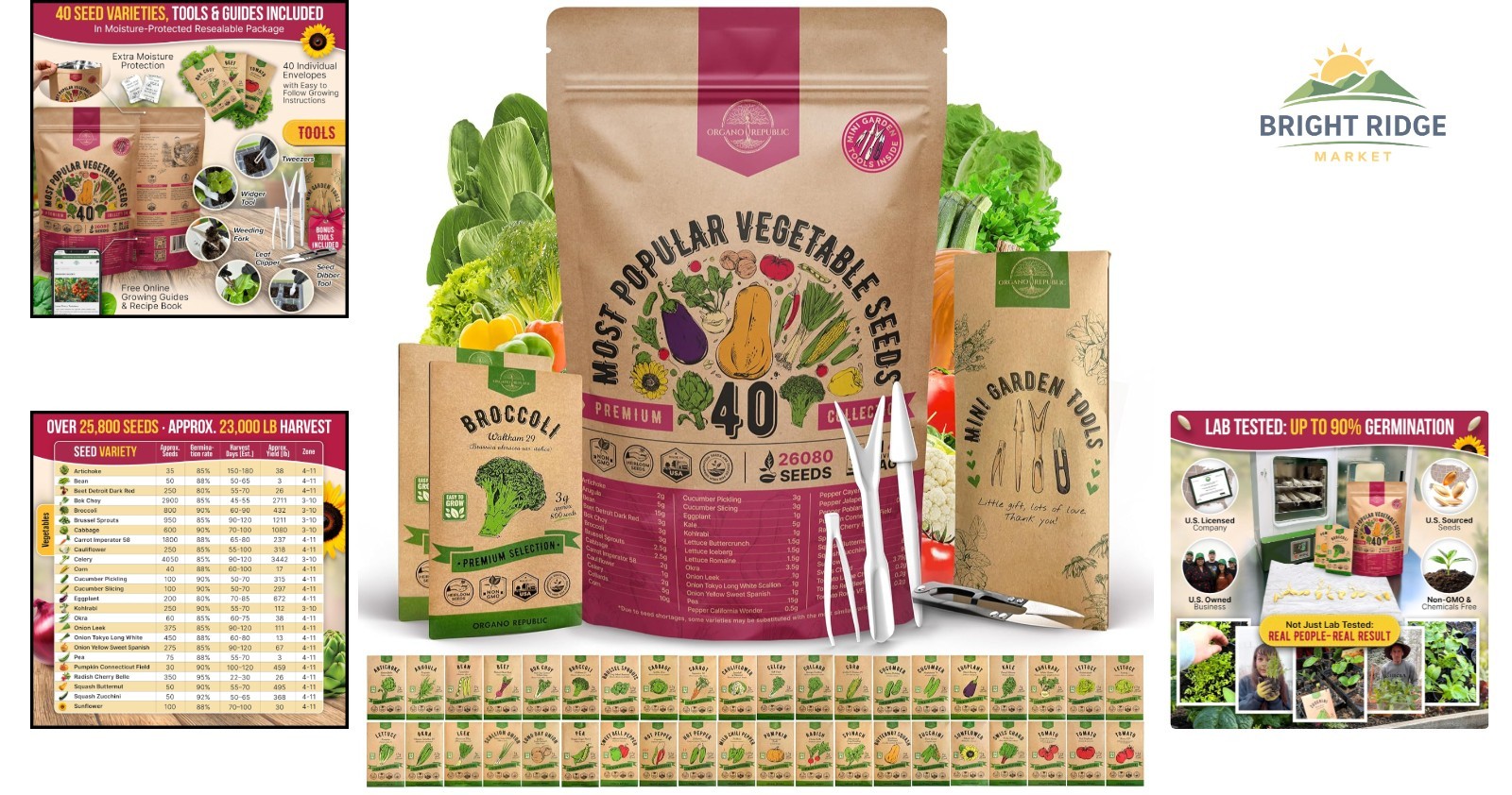 Heirloom Vegetable Seeds Pack with 40 Varieties for Home Garden Enthusiasts