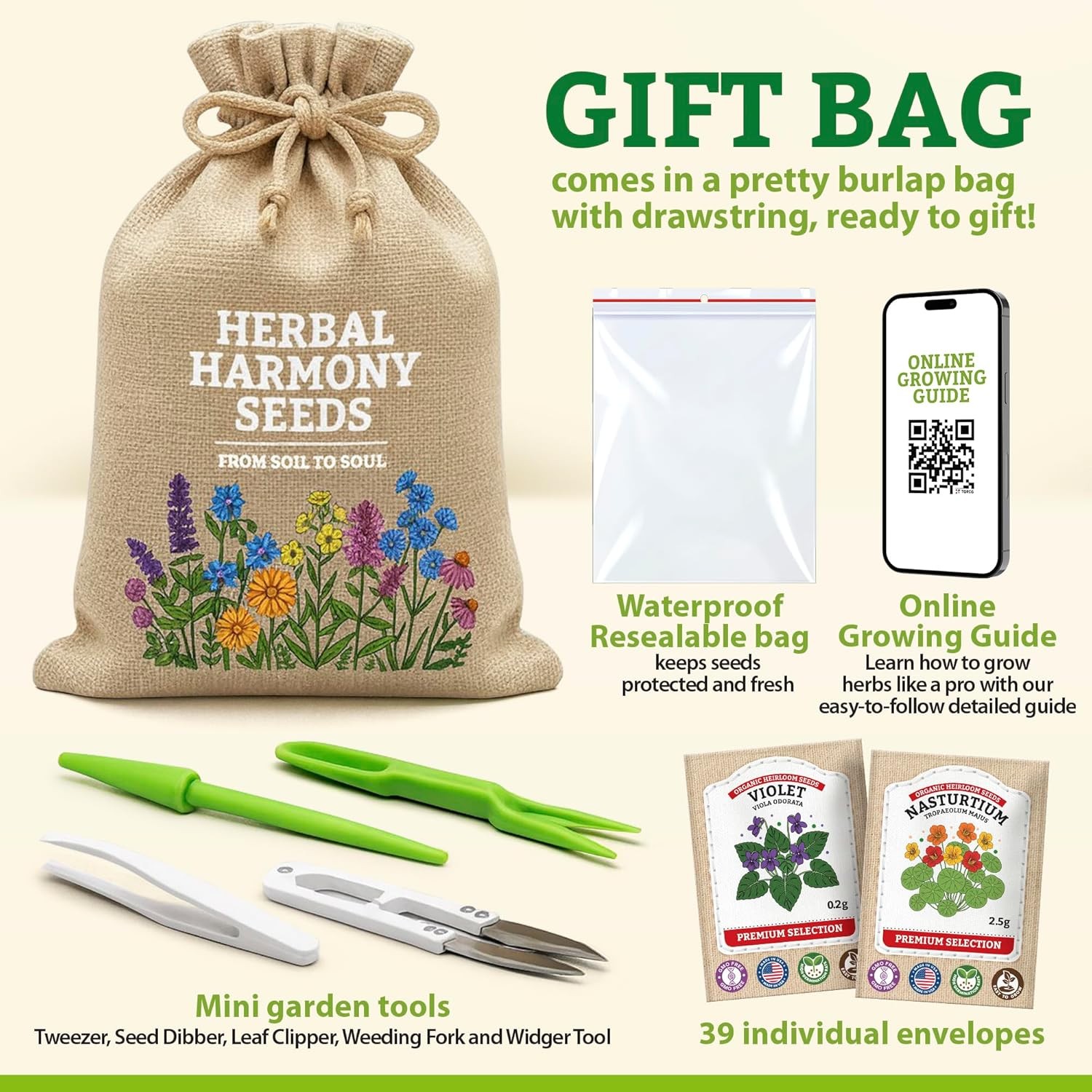 Medicinal Herb Seeds 39 Variety Heirloom Herb Seeds Kit for Tea Garden Growing