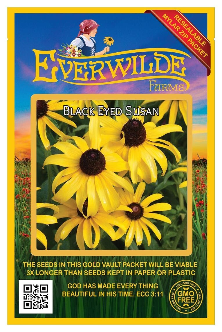2000 Black Eyed Susan Wildflower Seeds – Everwilde Farms Mylar Seed Packet