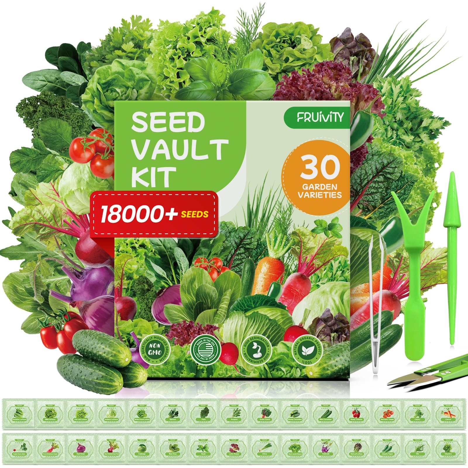 30 Heirloom Seeds Variety Pack 18500+ Seeds for Planting Vegetables, Home Ga…
