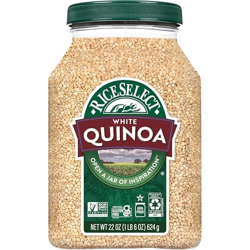 RiceSelect White Quinoa Seeds, Gluten-Free, Kosher, Vegan, 22oz Jar