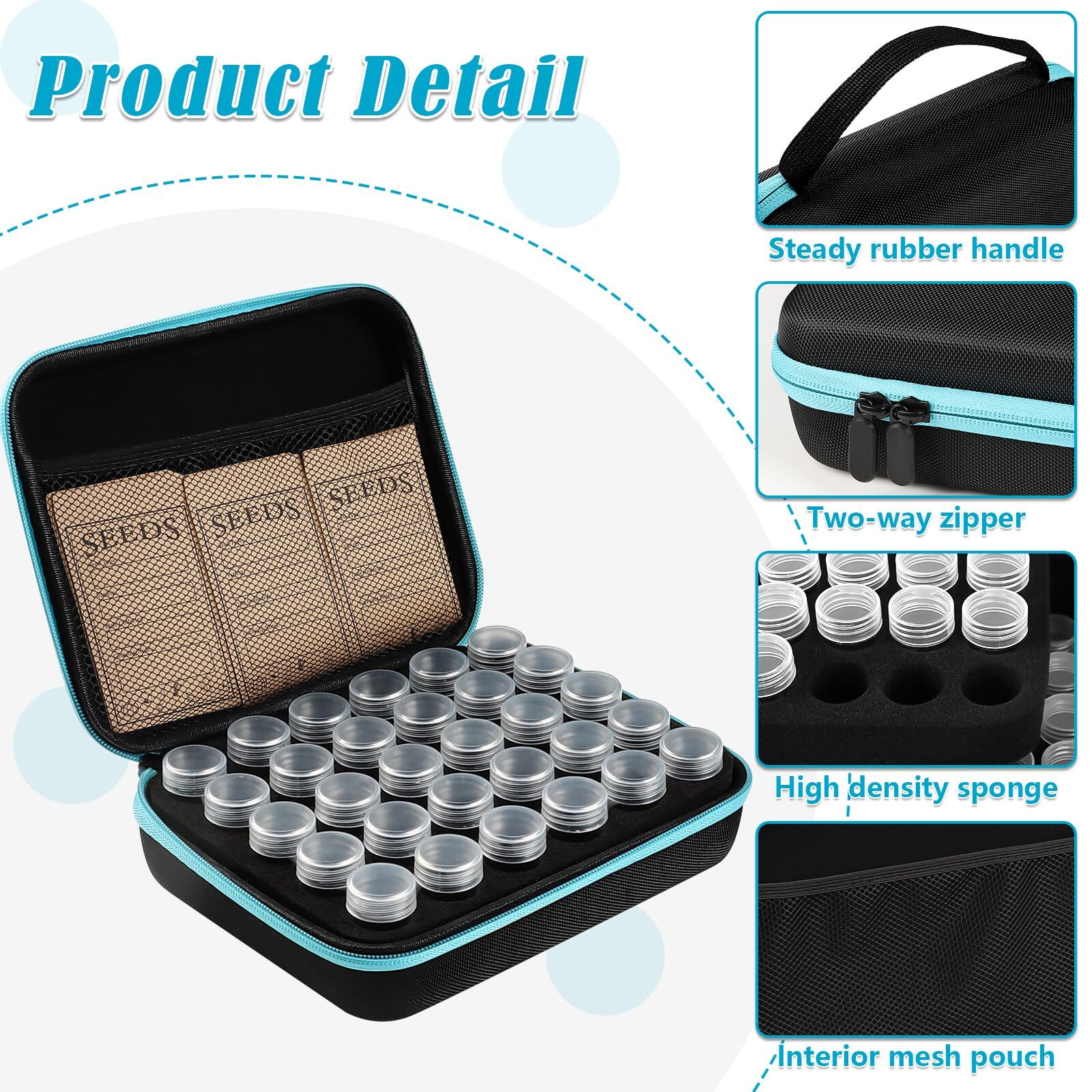 30 Slots Seed Storage Organizer Box with Zipper Bag for Flower Plants Garden