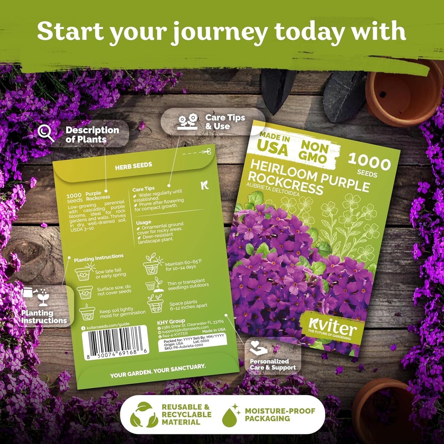 High Germination Aubrieta Seeds – 1,000 Count Purple Rock Cress for Outdoors