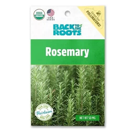 Back to the Roots Organic Rosemary Seeds Hierloom Herb USA Grown Seed Packet