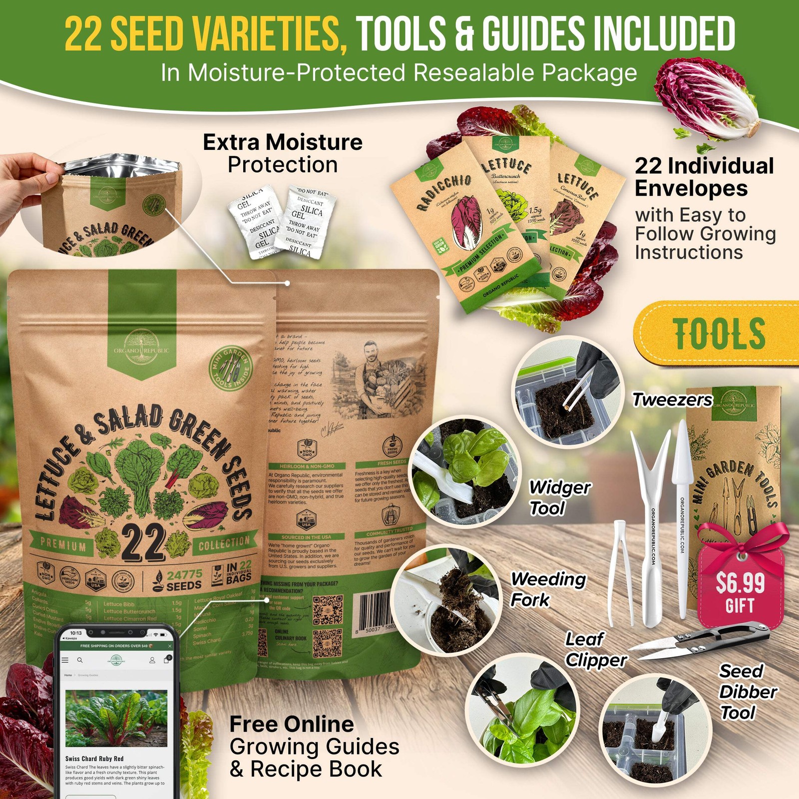 22 Lettuce & Salad Greens Seeds Variety Pack