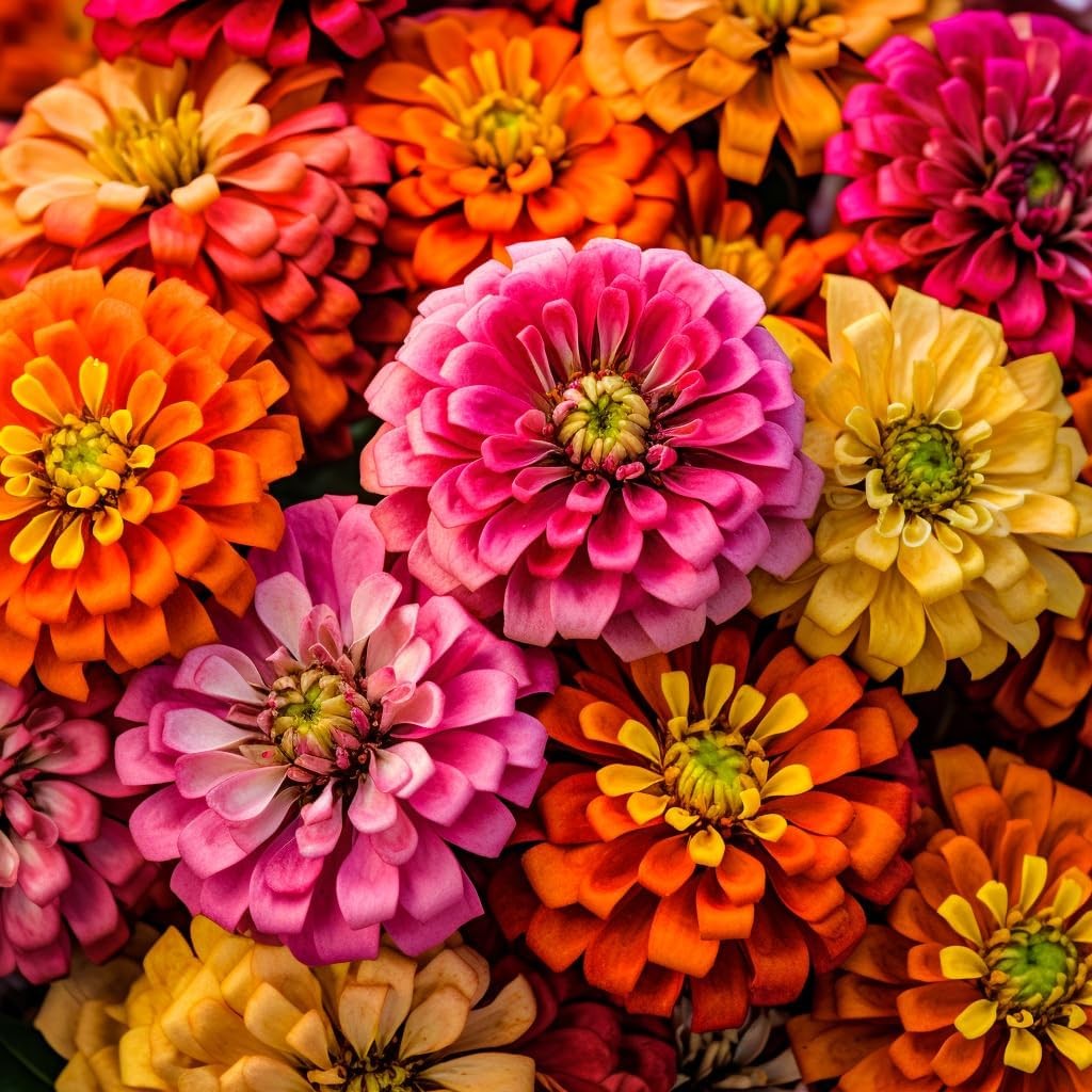 California Giants Zinnia Seeds 250 Heirloom Non-GMO Mix Red Orange Yellow White