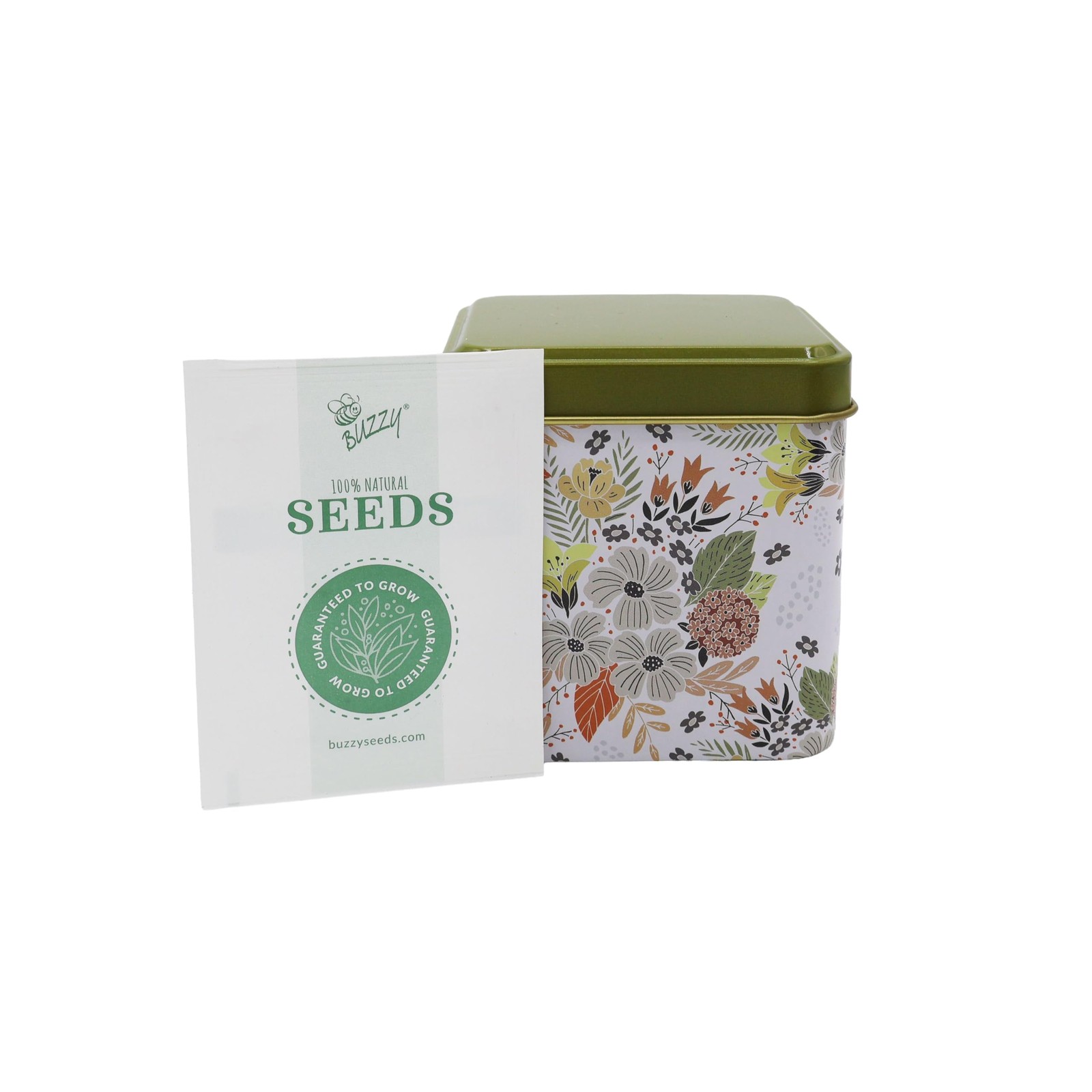 BUZZY Seeds Herbal Tea Garden Grow Kit – 3 Square Tin Planters with Lavender,…