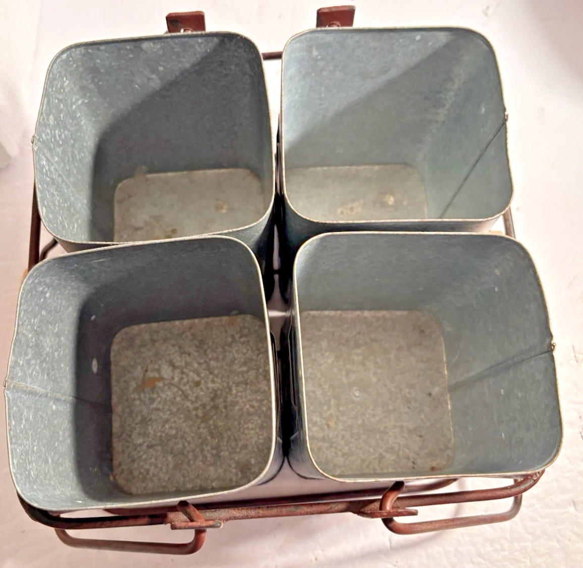 Antique Garden Soil Or Seed Collection Kit Made Of Steel Wire & Galvanized Tin