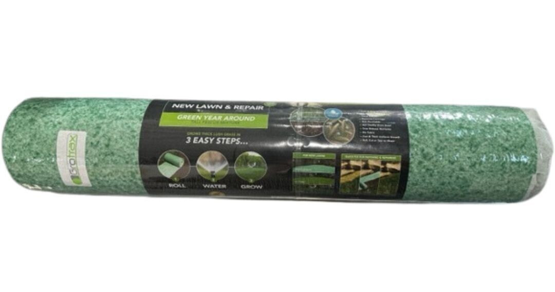 Grotrax Biodegradable Grass Seed Mat, Year Round Green – 100 Sq Ft Big Rolls
