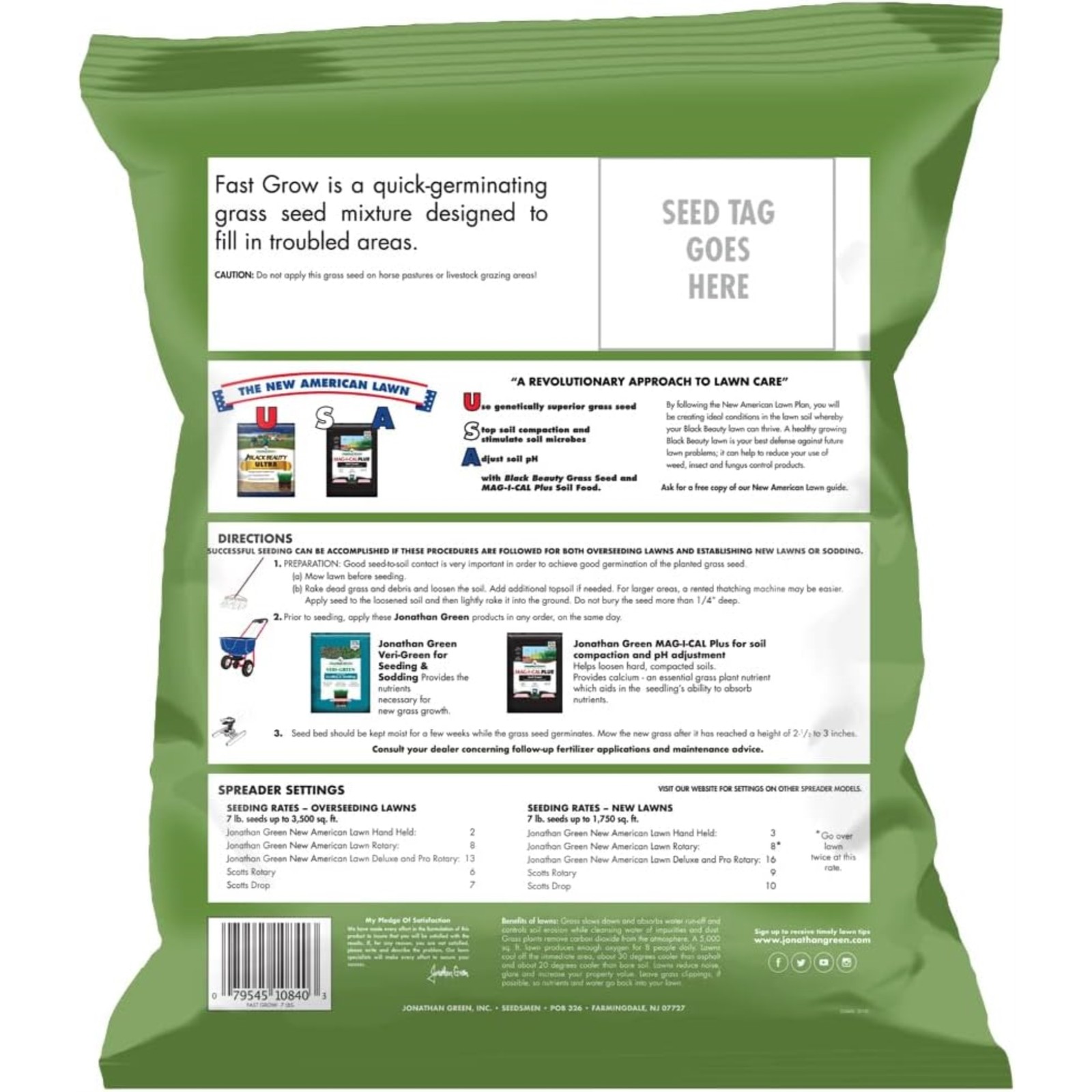 Jonathan Green (#10840) Fast Grow Grass Seed Mixture, 7lb bag, 2 Pack