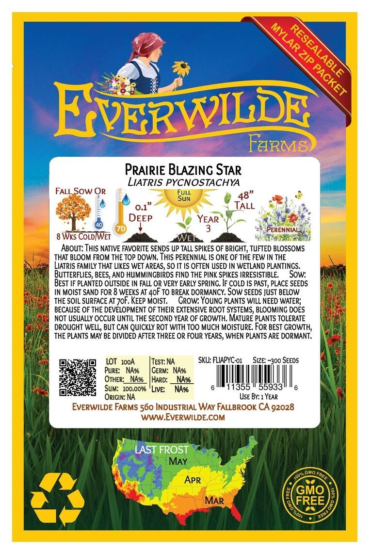 1 Oz Prairie Blazing Star Wildflower Seeds – Everwilde Farms Mylar Seed Packet