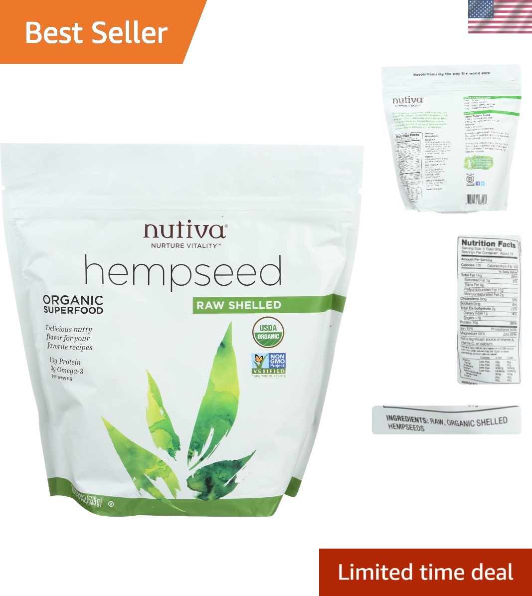 19oz Organic Raw Shelled Hempseed – Perfect for Paleo, , and Gluten-Free