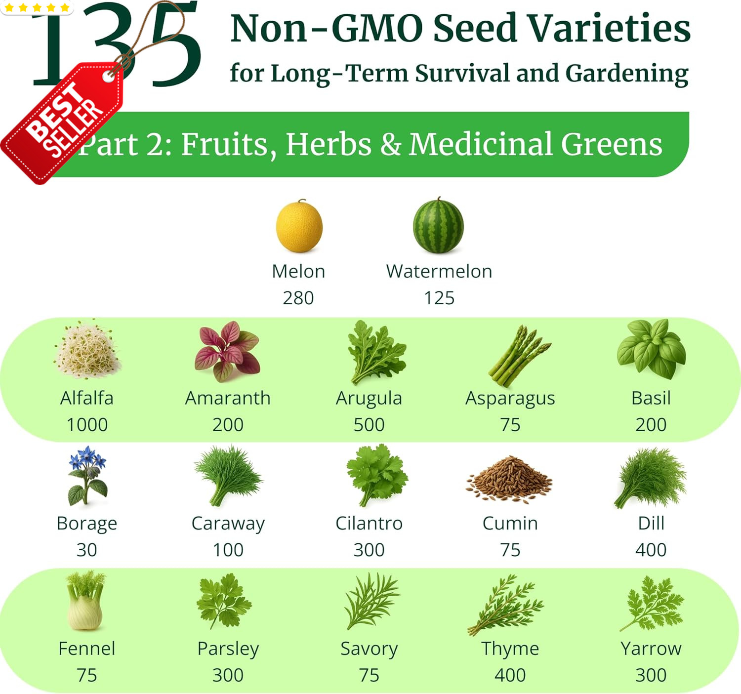 Heirloom Seeds 135 Variety Vegetable Fruit Herb Non-GMO Planting Kit US