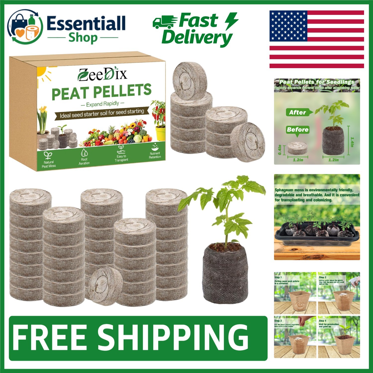 30mm 55Pcs Compressed Peat Pellet Seed Starters for Effortless Organic Gardening