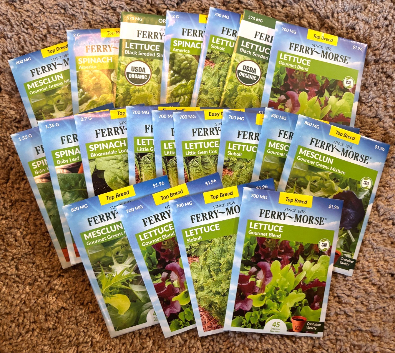 20 Ferry Morse Seed Packs Lettuce Spinach Various Types 2026 Packages NEW