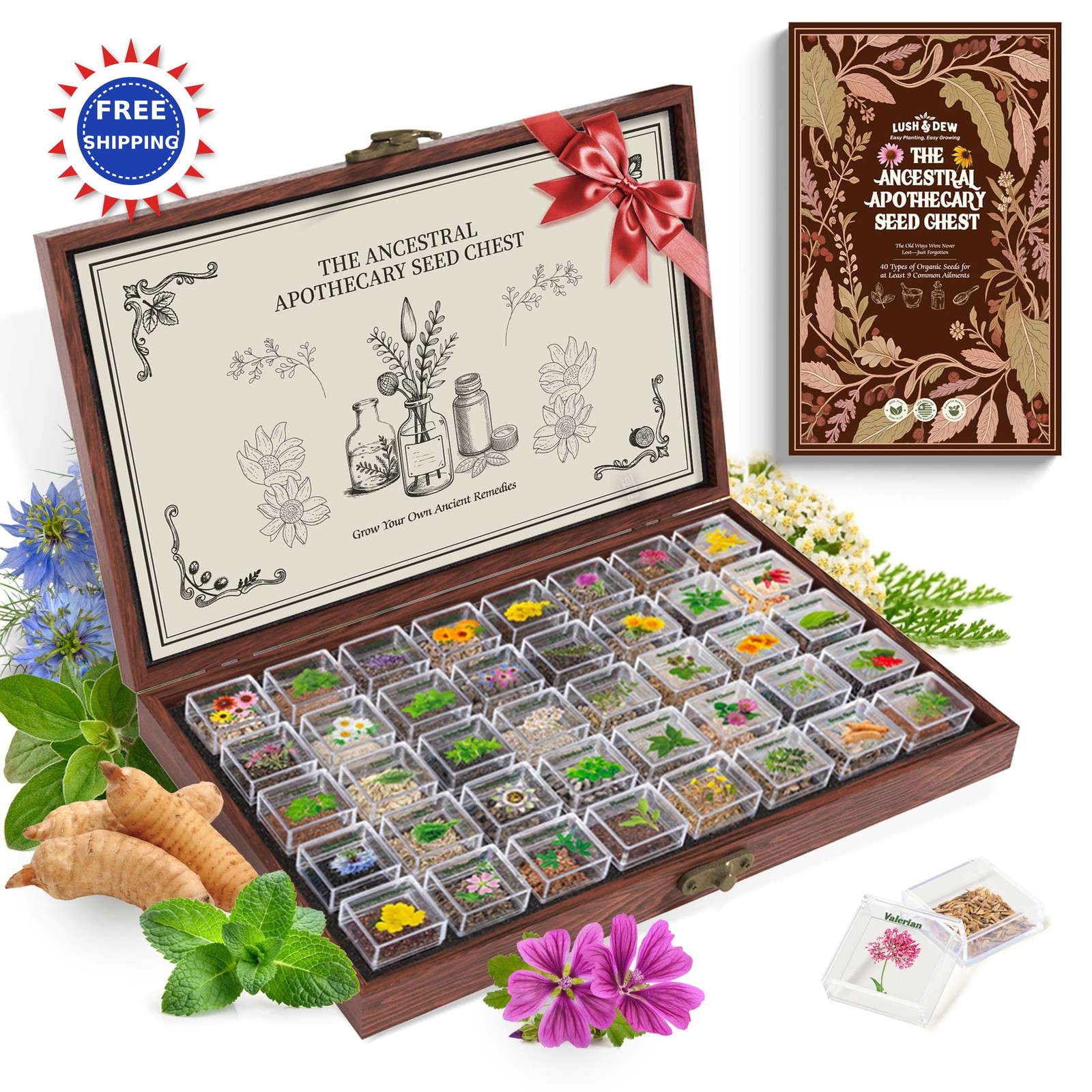 Medicinal Herb Seed Chest 36 000+ Non GMO Survival Kit Lush&Dew Ancestral Gifts