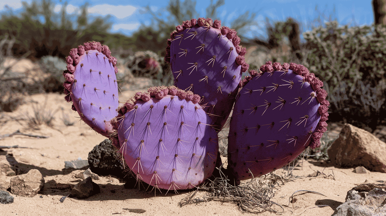 10 Purple Cactus (Opuntia santarita) Prickly Pear Fruit Rare, Fast, Hardy-Zone 7