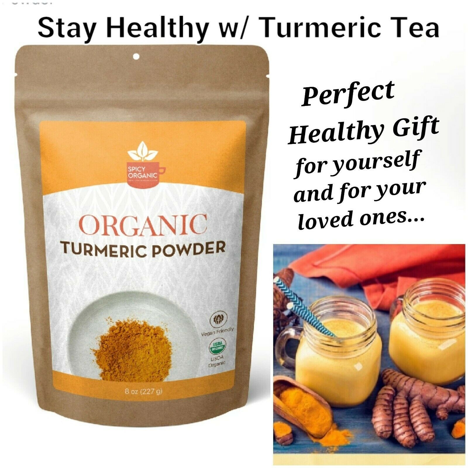 TURMERIC GINGER 8oz each w/ FREE TURMERIC POWDER, Organic, Plant, Herbal