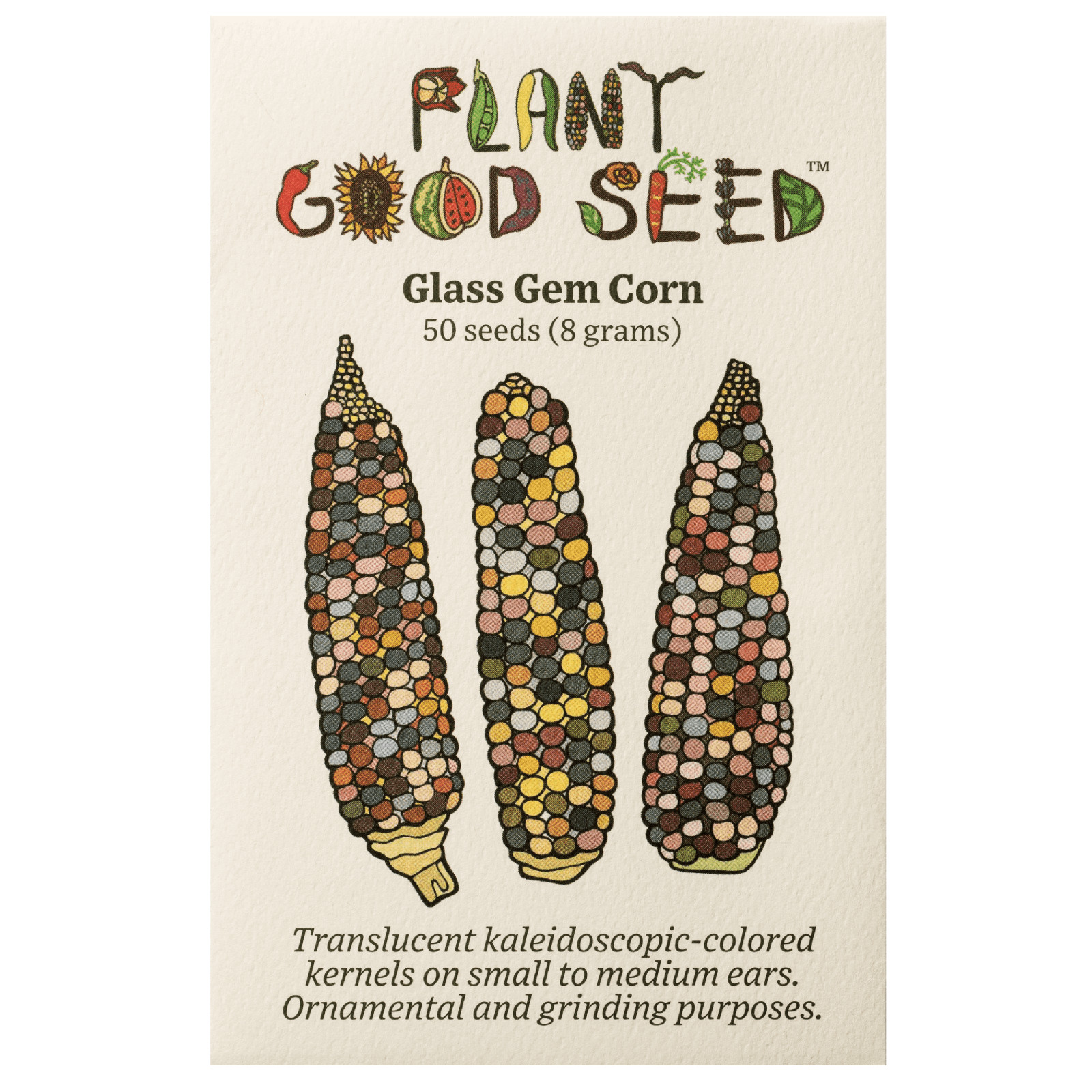 Glass Gem Corn Seed Packet Bulk Organic Non-GMO Kaleidoscopic Colors Heirlooom