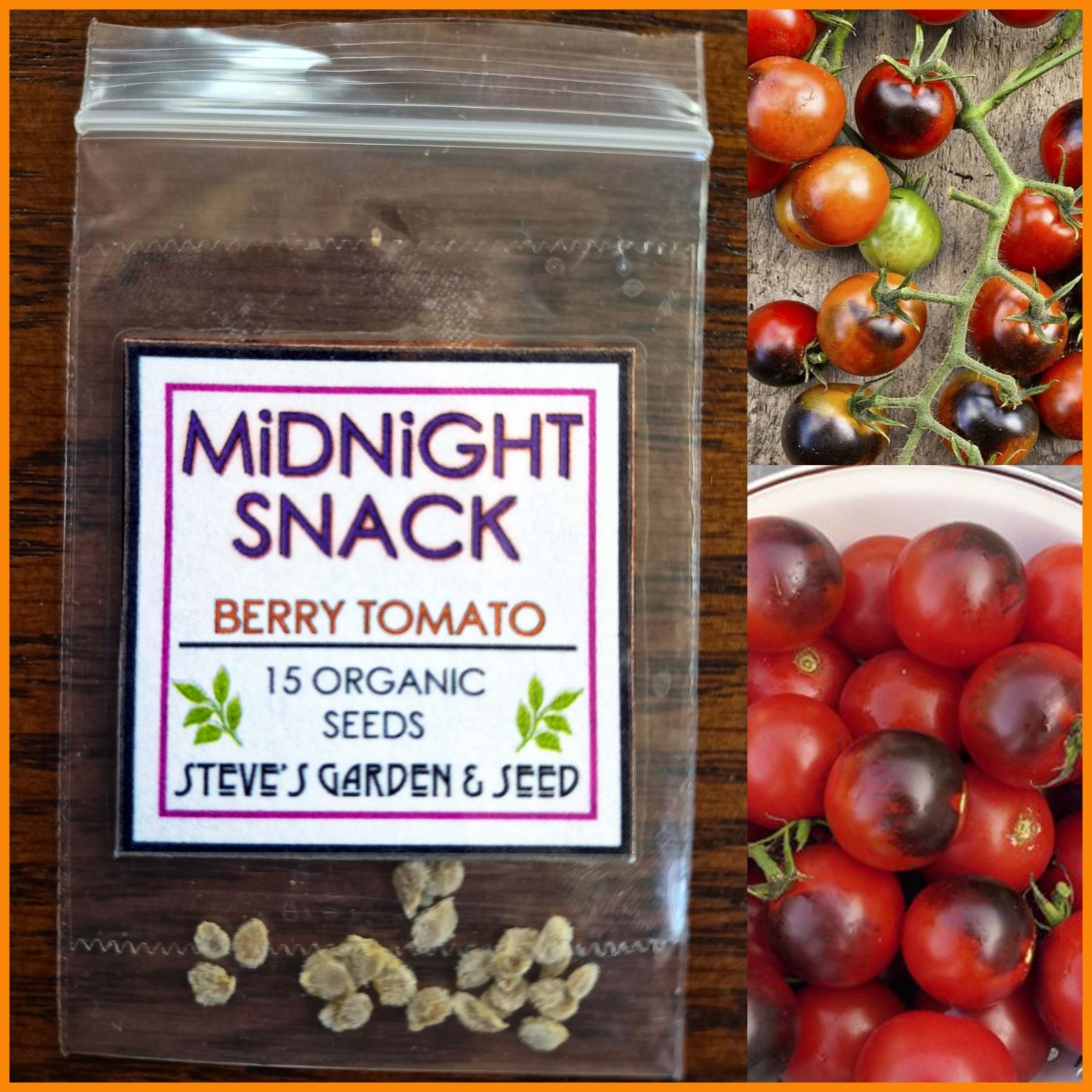 Midnight Snack Tomato Seeds – 15 Seeds | Sweet, Dark Purple Heirloom Tomatoes