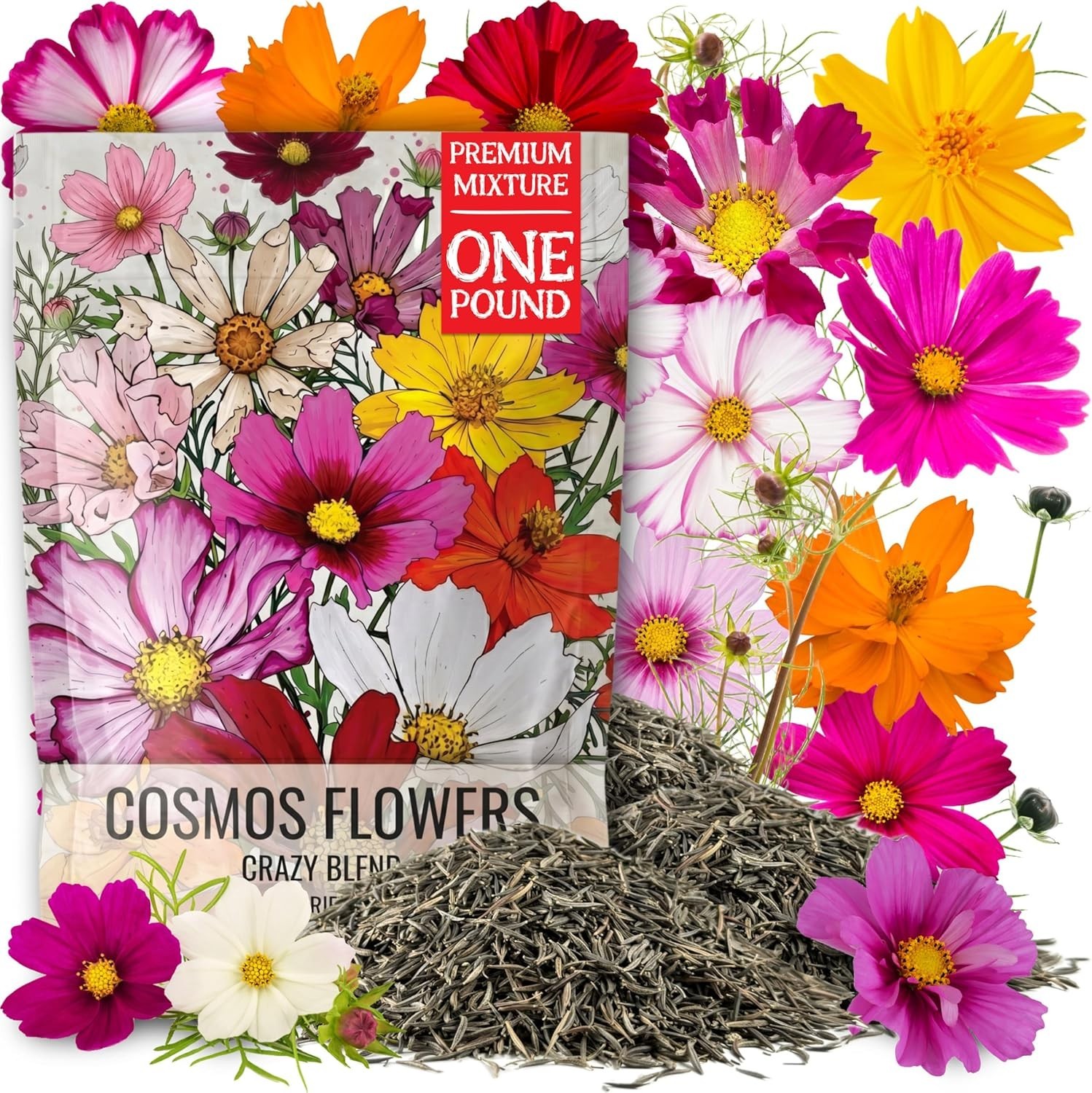 Seed Needs Crazy Cosmos Mix 10+ Varieties NO FILLER – 1 LB