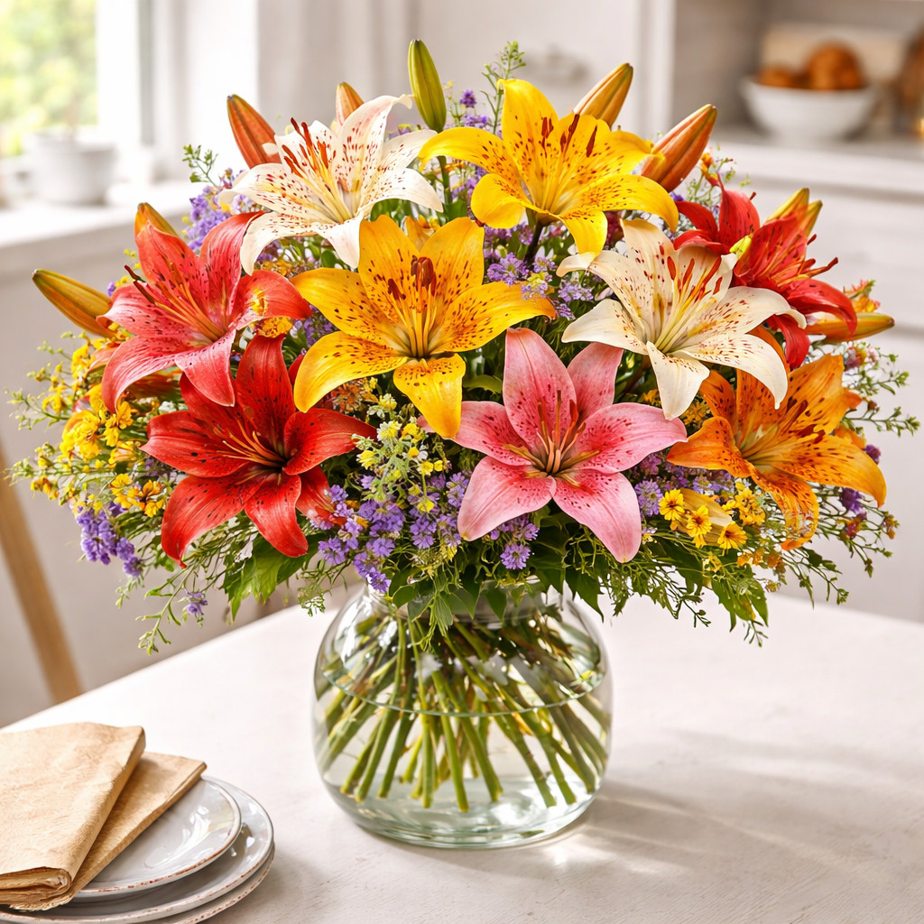 Mixed Color Tiger Lily Bulbs-Vibrant Blend of Orange, Yellow, Red, Pink, White 3
