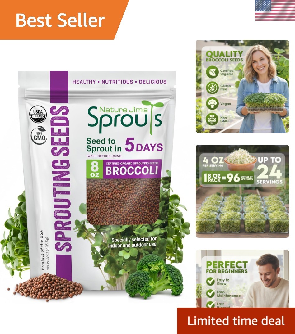 Organic Broccoli Seeds for Sprouting – Certified Non-GMO, Rich in Sulforaphan…