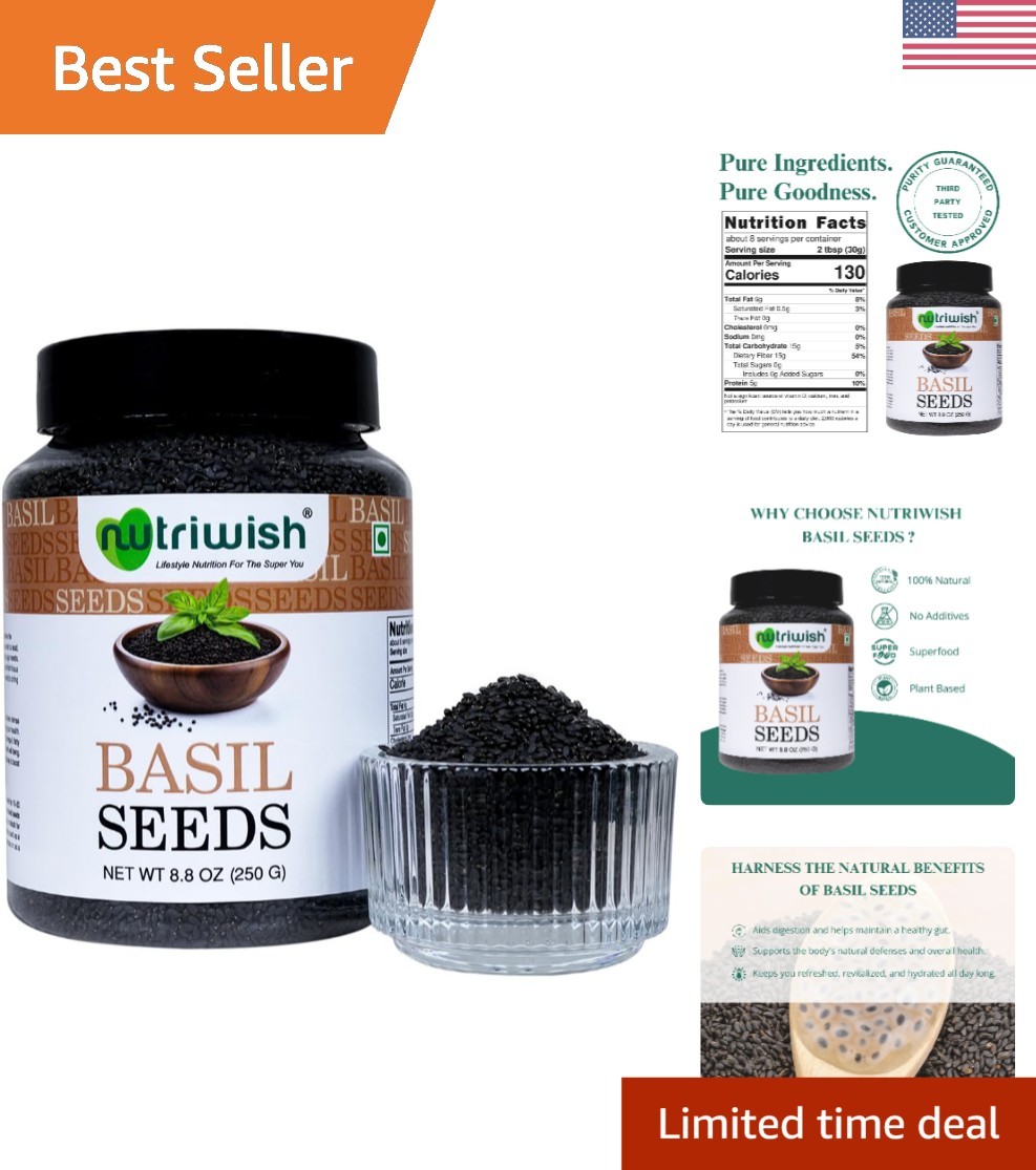 Organic Basil Seeds 250g – Versatile Superfood for Smoothies & Salads