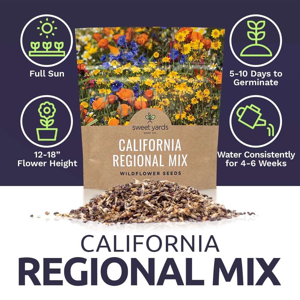 California Wildflower Mixture – Bulk 1 Ounce Packet – Over 7,000 Native Seeds…