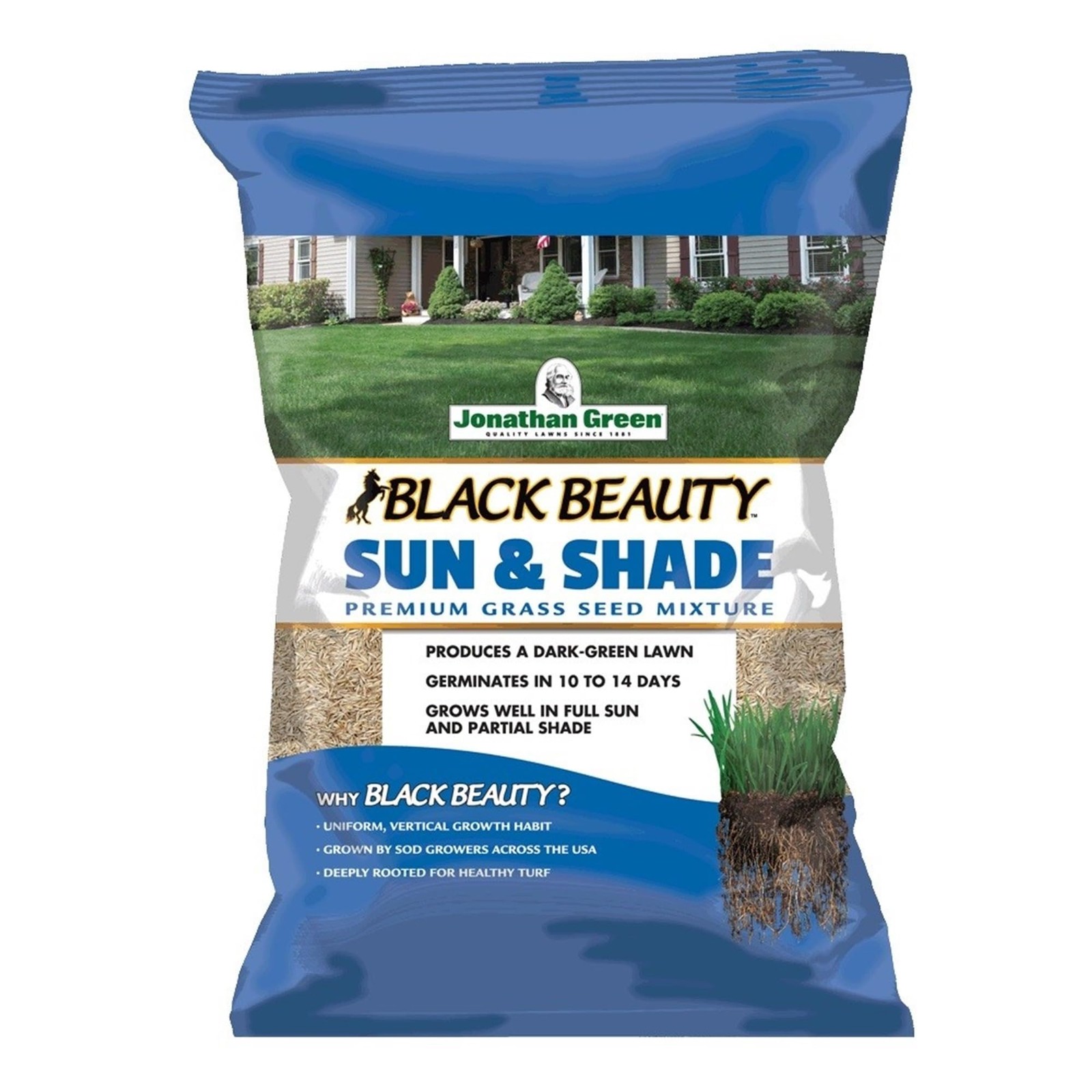 Jonathan Green 12002 Black Beauty Sun & Shade Grass Seed Mixture, 3 Lb