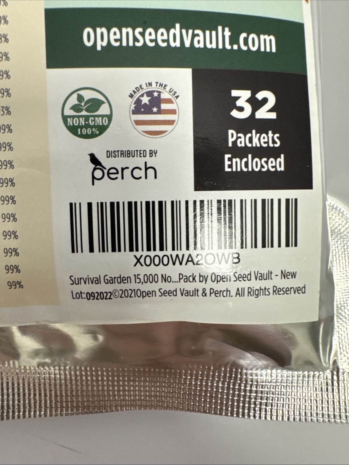Open Seed Vault Survival Garden 15,000 Non-GMO Heirloom Vegetable Seeds sealed
