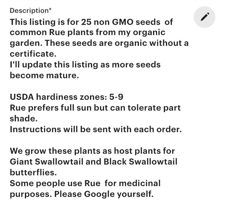 Non GMO New Ruta graveolens | Common Rue | Herb of Grace | Herbygrass | 25 Seeds